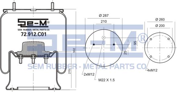 Sem Lastik 72.912.C01 - Ressort pneumatique, suspension pneumatique cwaw.fr