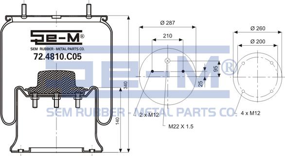 Sem Lastik 72.4810.C05 - Ressort pneumatique, suspension pneumatique cwaw.fr