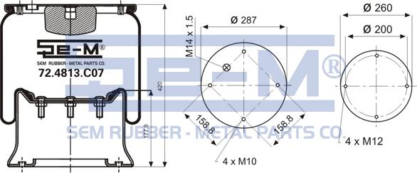 Sem Lastik 72.4813.C07 - Ressort pneumatique, suspension pneumatique cwaw.fr