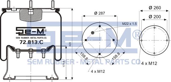 Sem Lastik 72.813.C - Ressort pneumatique, suspension pneumatique cwaw.fr