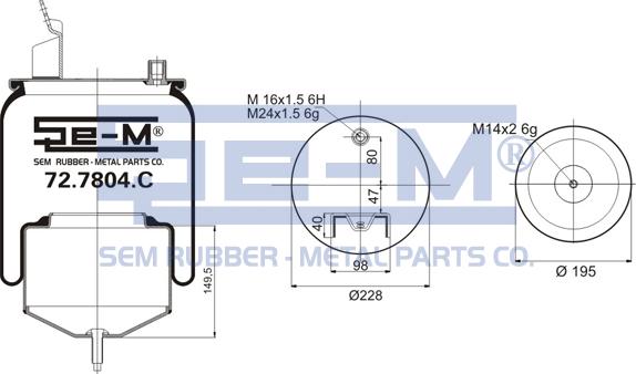 Sem Lastik 72.7804.C - Ressort pneumatique, suspension pneumatique cwaw.fr