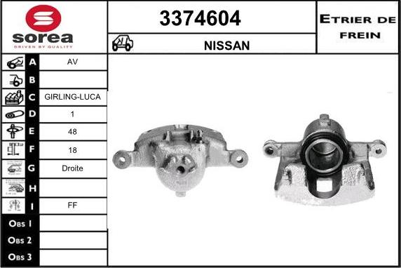 Sera 3374604 - Étrier de frein cwaw.fr