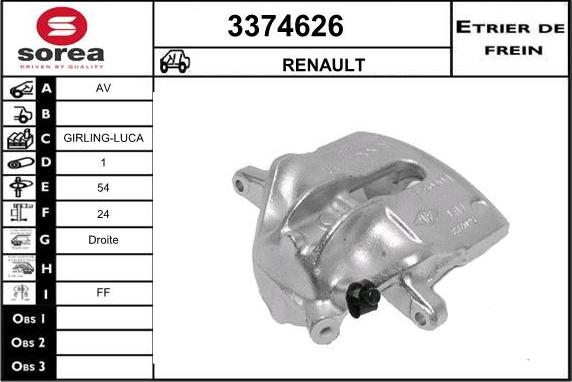 Sera 3374626 - Étrier de frein cwaw.fr