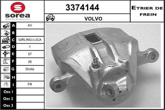 Sera 3374144 - Étrier de frein cwaw.fr