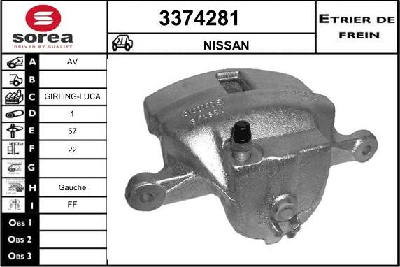 Sera 3374281 - Étrier de frein cwaw.fr