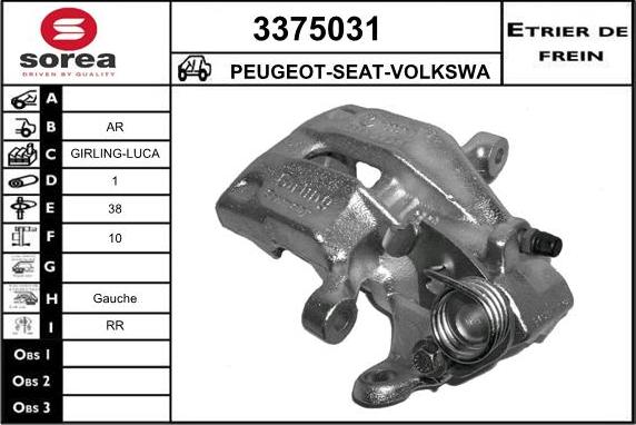 Sera 3375031 - Étrier de frein cwaw.fr