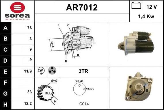 Sera AR7012 - Démarreur cwaw.fr