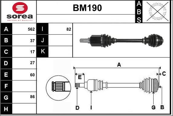 Sera BM190 - Arbre de transmission cwaw.fr