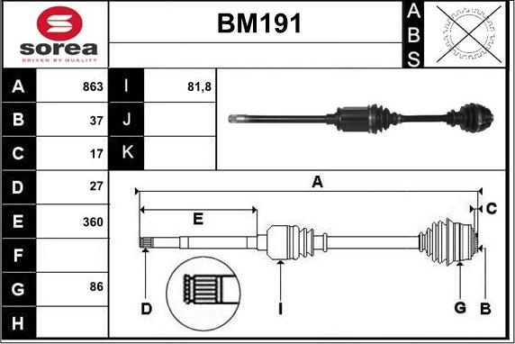 Sera BM191 - Arbre de transmission cwaw.fr