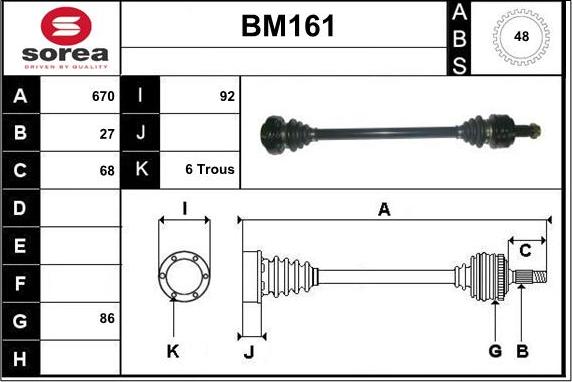 Sera BM161 - Arbre de transmission cwaw.fr