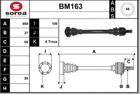 Sera BM163 - Arbre de transmission cwaw.fr