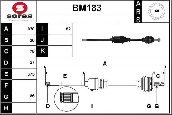 Sera BM183 - Arbre de transmission cwaw.fr