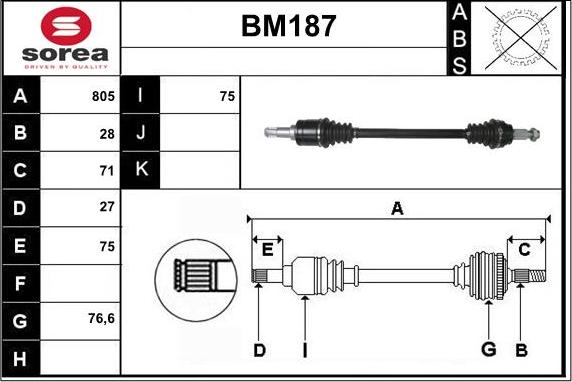 Sera BM187 - Arbre de transmission cwaw.fr