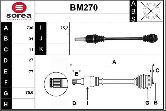 Sera BM270 - Arbre de transmission cwaw.fr