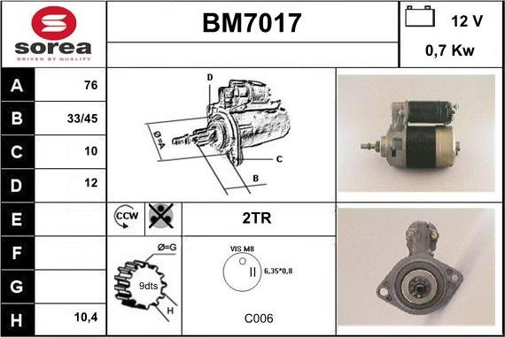 Sera BM7017 - Démarreur cwaw.fr