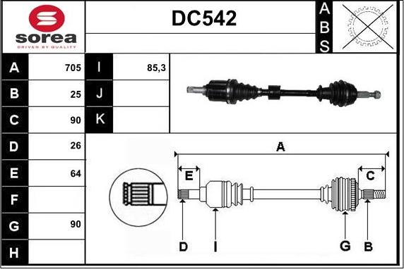 Sera DC542 - Arbre de transmission cwaw.fr