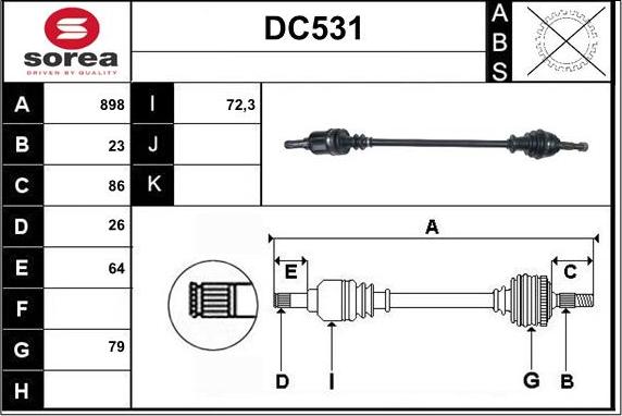 Sera DC531 - Arbre de transmission cwaw.fr