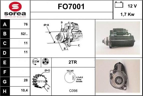 Sera FO7001 - Démarreur cwaw.fr