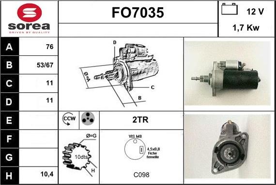 Sera FO7035 - Démarreur cwaw.fr