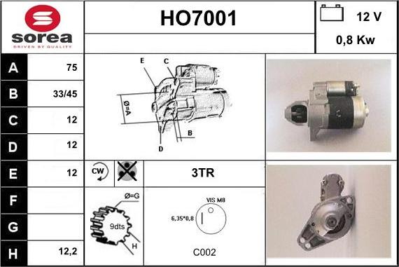 Sera HO7001 - Démarreur cwaw.fr