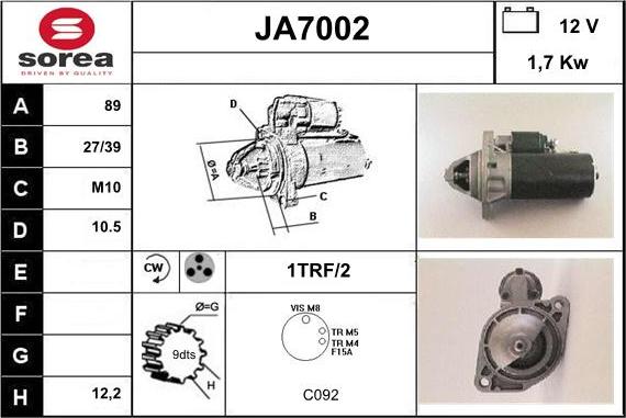 Sera JA7002 - Démarreur cwaw.fr