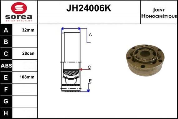 Sera JH24006K - Jeu de joints, arbre de transmission cwaw.fr