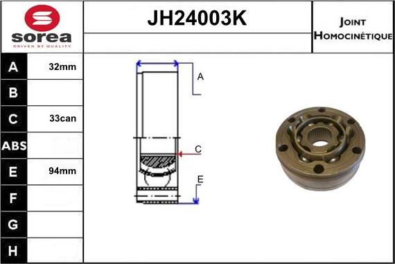 Sera JH24003K - Jeu de joints, arbre de transmission cwaw.fr