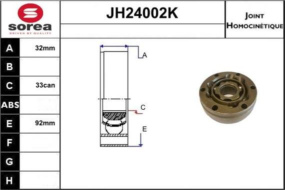 Sera JH24002K - Jeu de joints, arbre de transmission cwaw.fr