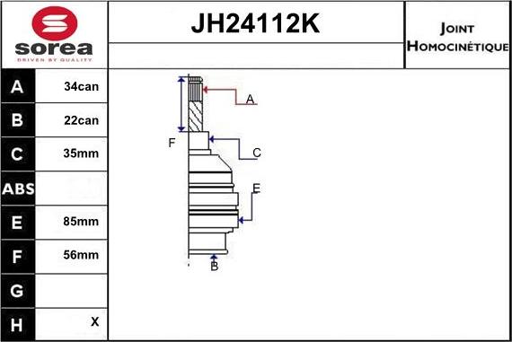 Sera JH24112K - Jeu de joints, arbre de transmission cwaw.fr