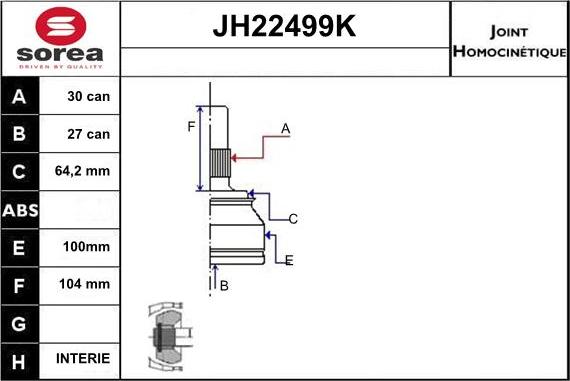 Sera JH22499K - Jeu de joints, arbre de transmission cwaw.fr