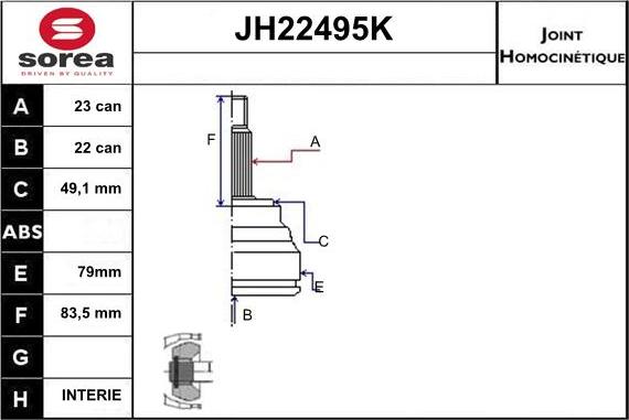 Sera JH22495K - Jeu de joints, arbre de transmission cwaw.fr