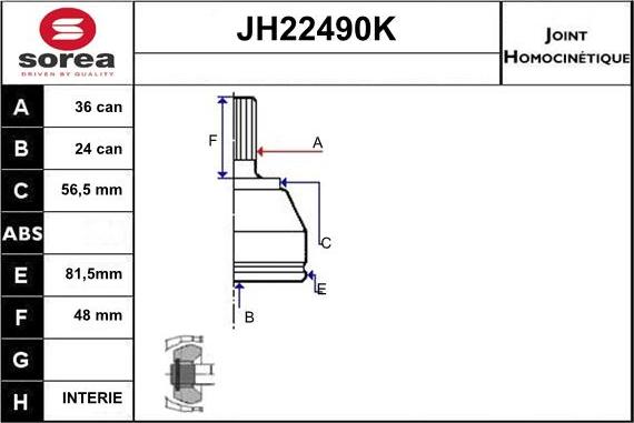 Sera JH22490K - Jeu de joints, arbre de transmission cwaw.fr