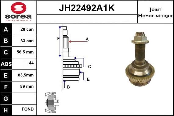 Sera JH22492A1K - Jeu de joints, arbre de transmission cwaw.fr