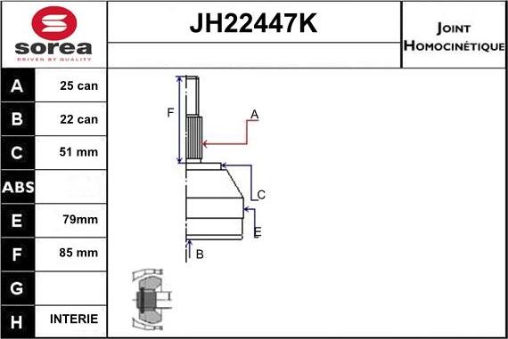 Sera JH22447K - Jeu de joints, arbre de transmission cwaw.fr