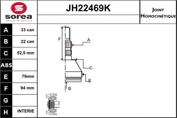 Sera JH22469K - Jeu de joints, arbre de transmission cwaw.fr