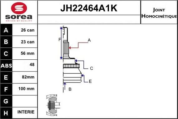 Sera JH22464A1K - Jeu de joints, arbre de transmission cwaw.fr