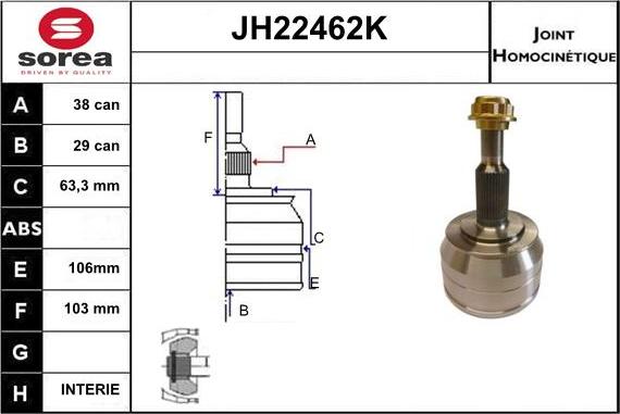 Sera JH22462K - Jeu de joints, arbre de transmission cwaw.fr