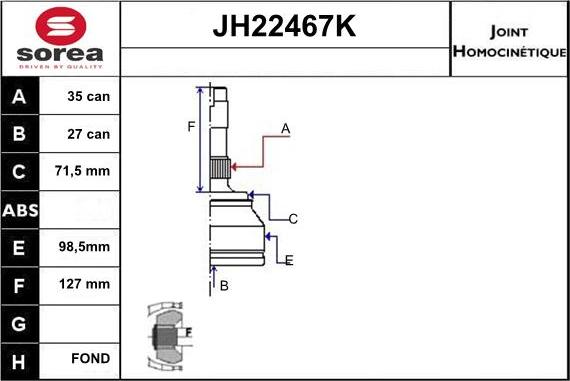 Sera JH22467K - Jeu de joints, arbre de transmission cwaw.fr