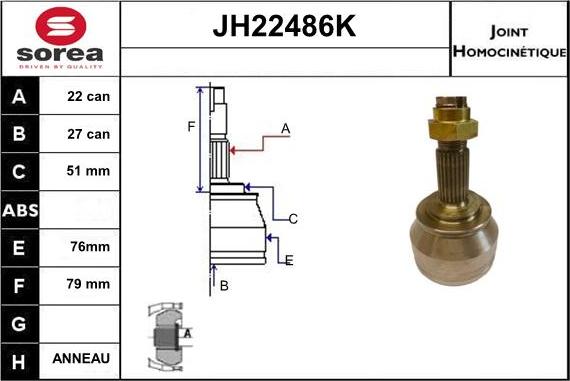 Sera JH22486K - Jeu de joints, arbre de transmission cwaw.fr