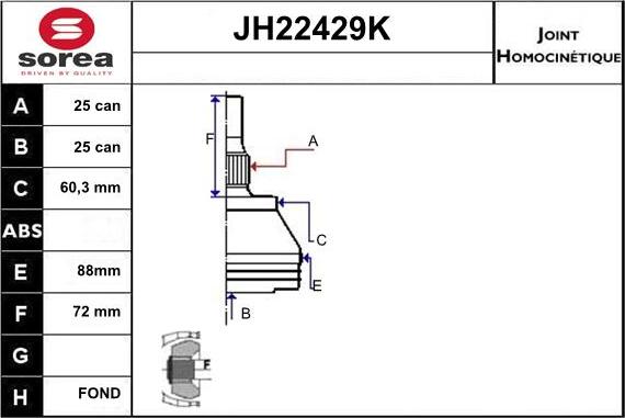 Sera JH22429K - Jeu de joints, arbre de transmission cwaw.fr