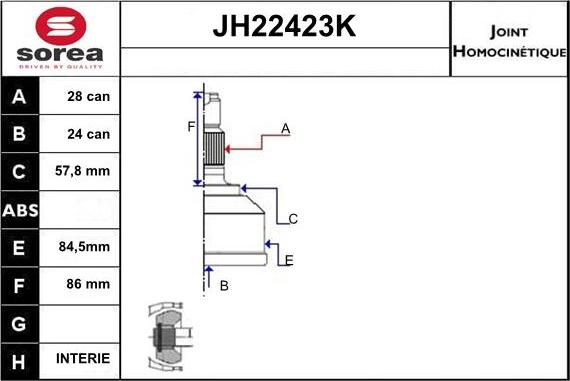 Sera JH22423K - Jeu de joints, arbre de transmission cwaw.fr