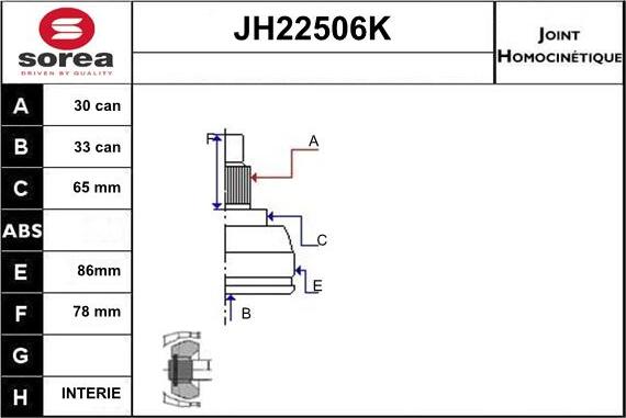 Sera JH22506K - Jeu de joints, arbre de transmission cwaw.fr