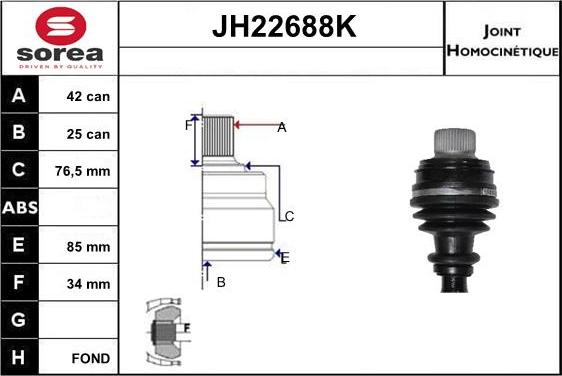 Sera JH22688K - Jeu de joints, arbre de transmission cwaw.fr