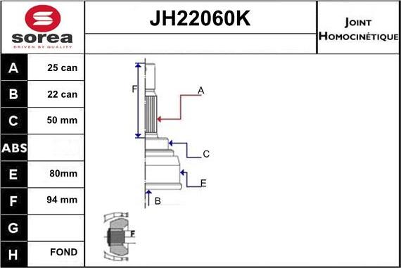 Sera JH22060K - Jeu de joints, arbre de transmission cwaw.fr