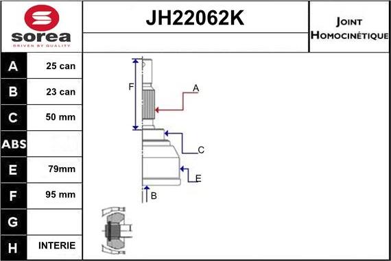 Sera JH22062K - Jeu de joints, arbre de transmission cwaw.fr