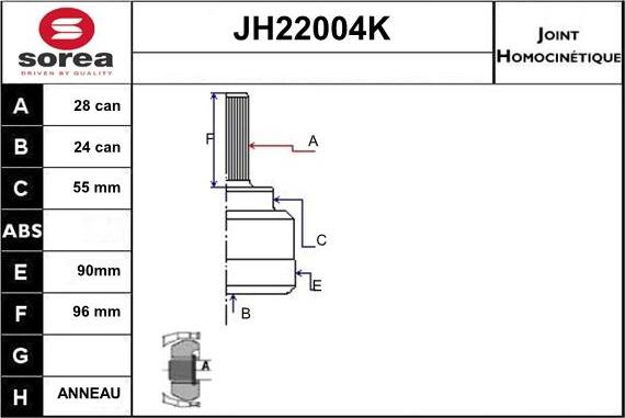 Sera JH22004K - Jeu de joints, arbre de transmission cwaw.fr