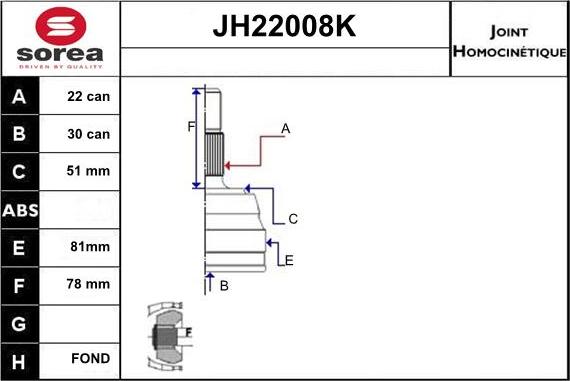 Sera JH22008K - Jeu de joints, arbre de transmission cwaw.fr