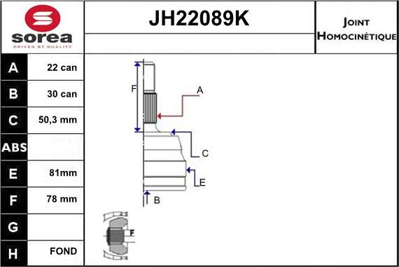 Sera JH22089K - Jeu de joints, arbre de transmission cwaw.fr