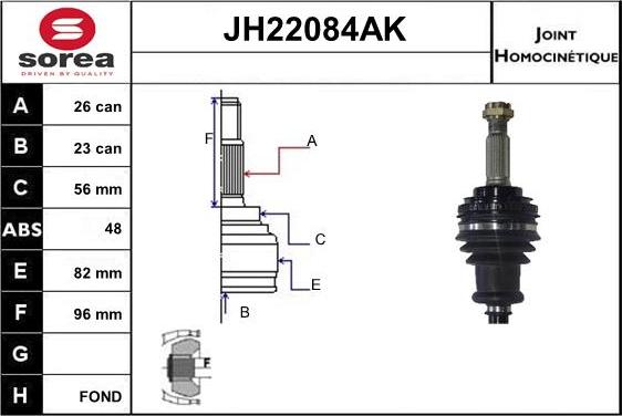 Sera JH22084AK - Jeu de joints, arbre de transmission cwaw.fr