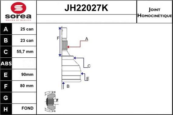 Sera JH22027K - Jeu de joints, arbre de transmission cwaw.fr